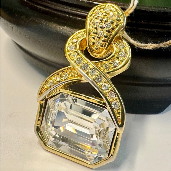 VTG ‘Jewels by Park Lane’ Rhinestone Crystal Gold-Tone Pendant Necklace - Picture 7 of 16